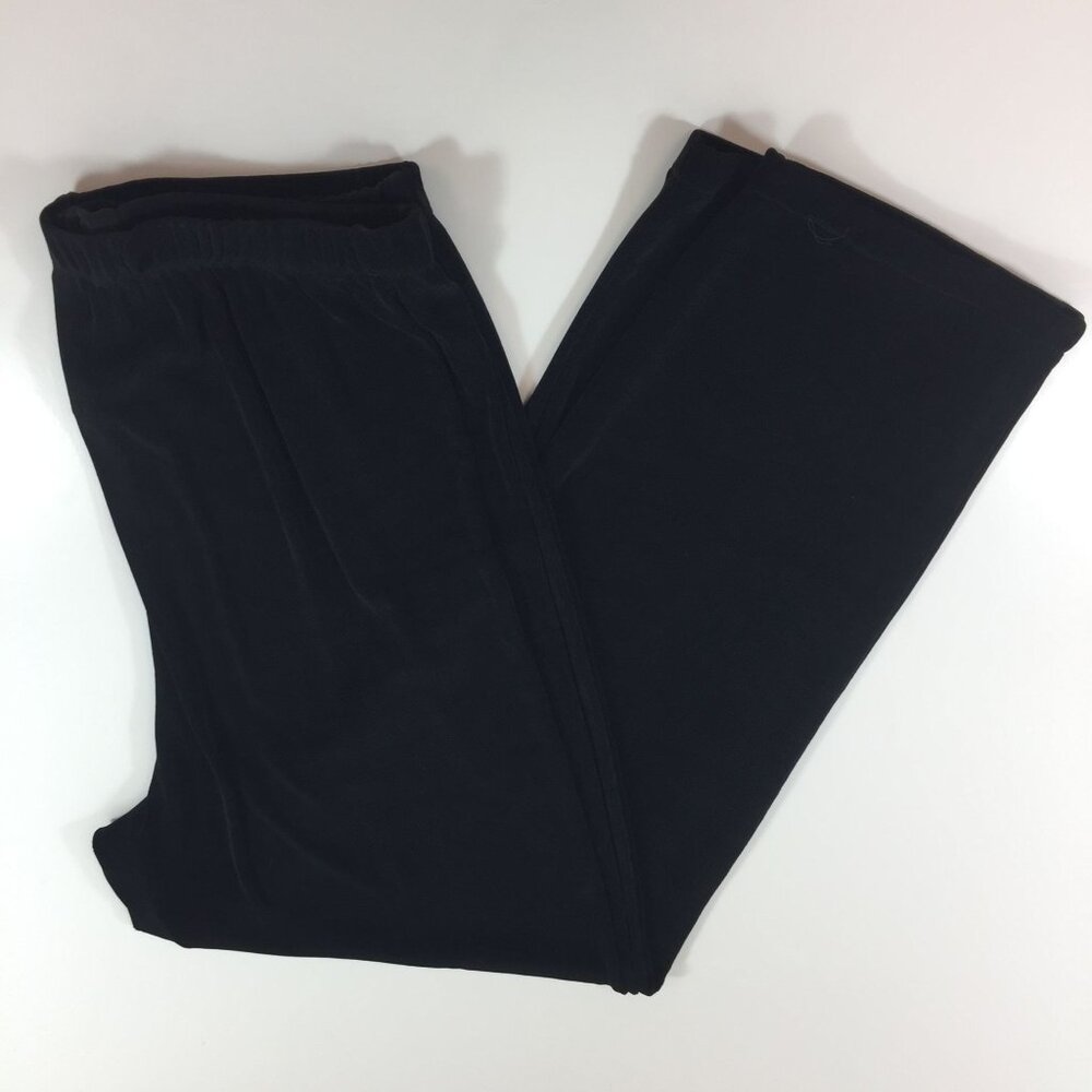 Women Black Slack Pants Work Office Home Lounge Casual Elastic Waist Size Large